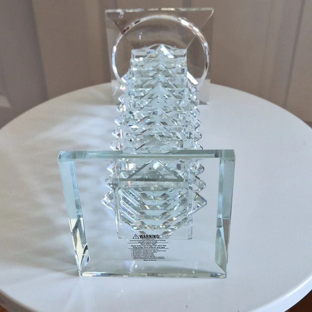 Crystal Eye Votive Candle Holder – Clear Geometric Prism Luxury Decor
